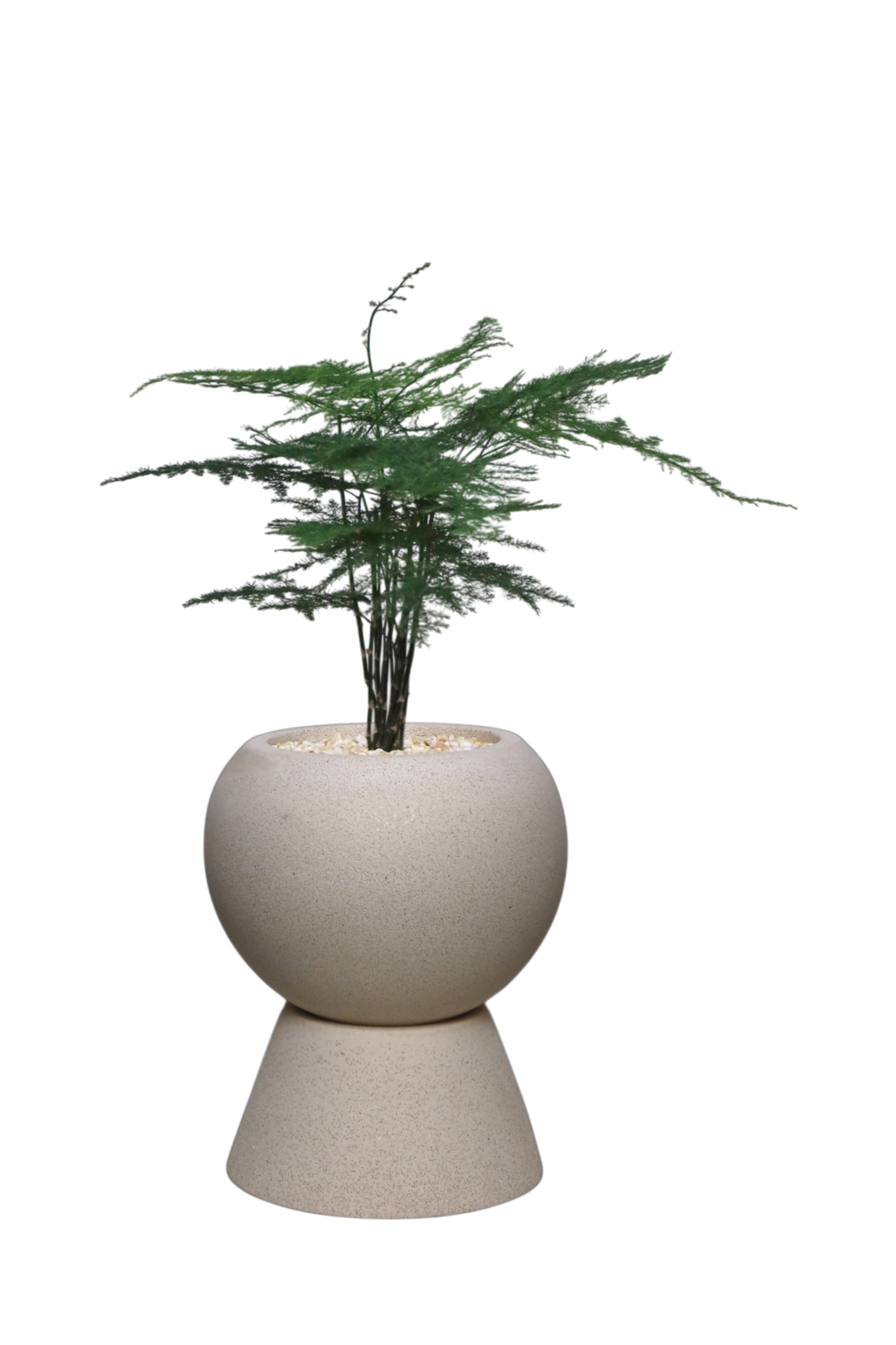 ENKEL Sphere-Shaped Terrazzo Pot with Trapezium Saucer
