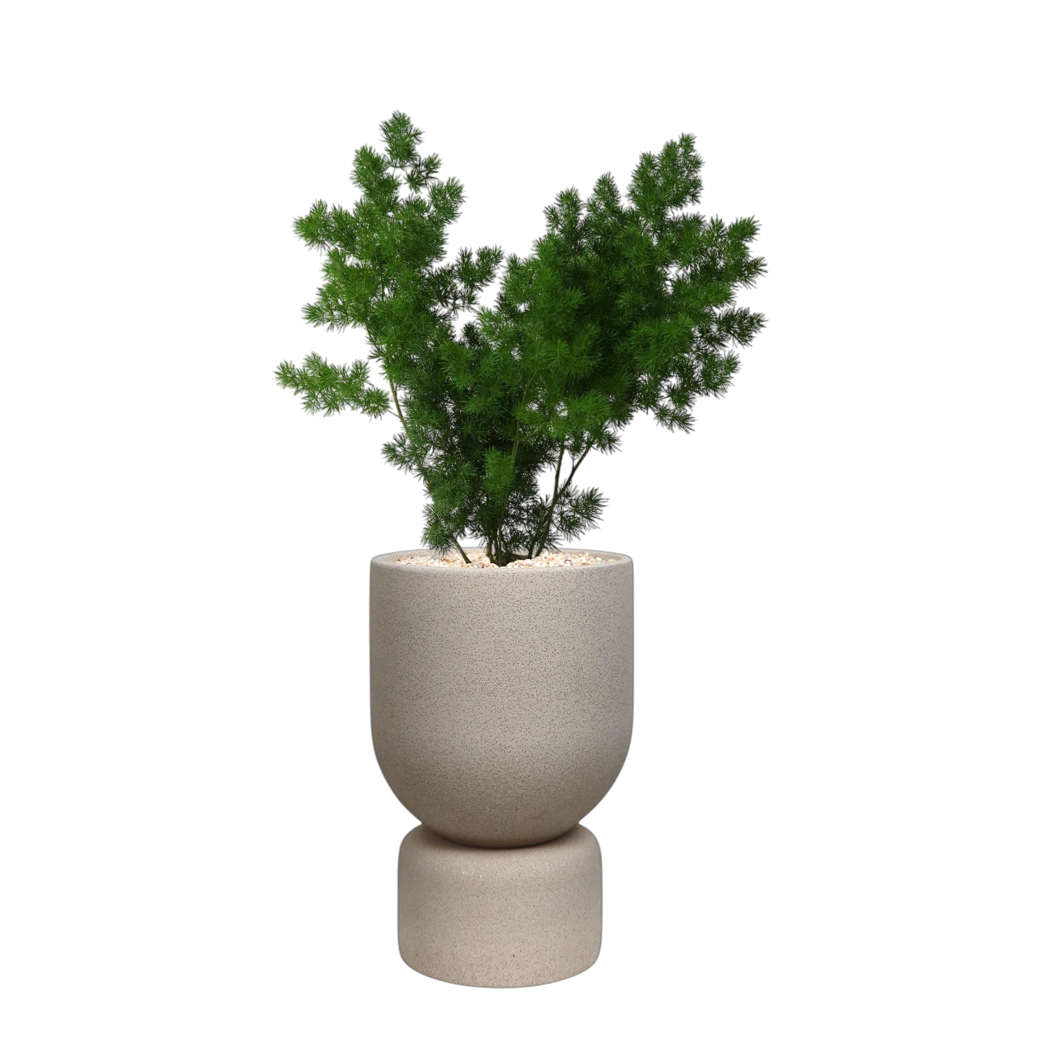 ENKEL Tall U-Shaped Terrazzo Pot with Tall Saucer (Off-white)
