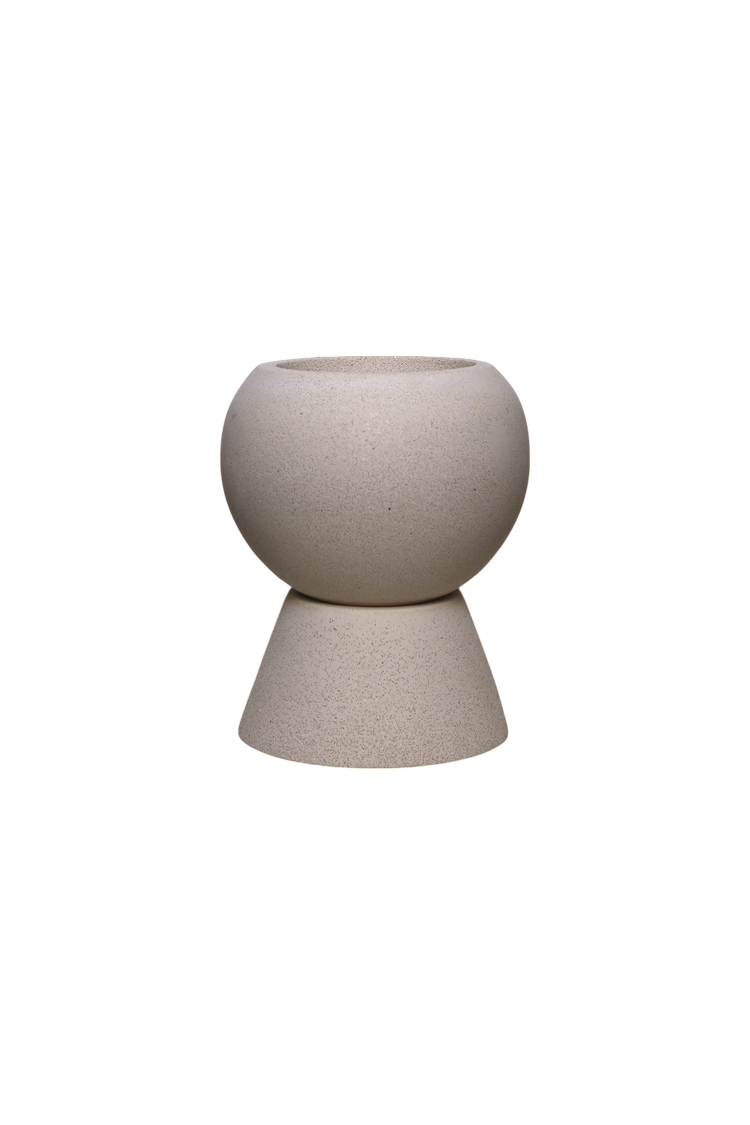 ENKEL Sphere-Shaped Terrazzo Pot with Trapezium Saucer
