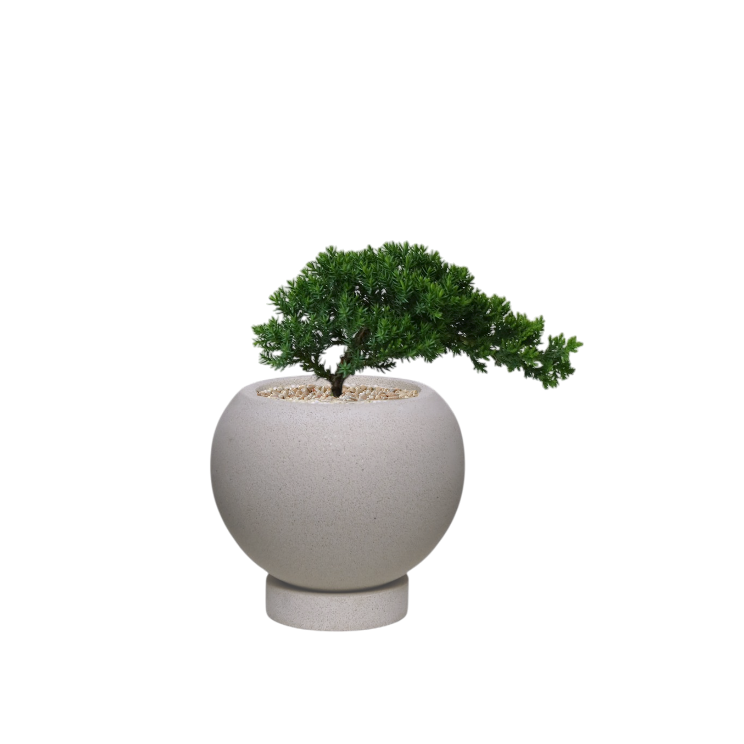ENKEL Sphere-Shaped Terrazzo Pot with Flat Saucer