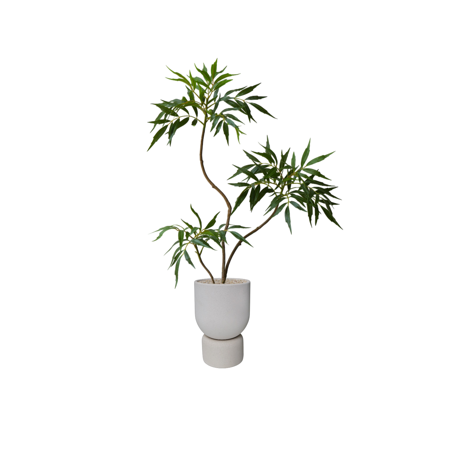 ENKEL Tall U-Shaped Terrazzo Pot with Tall Saucer (Off-white)